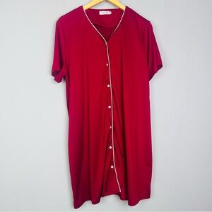 Hocosit Gown Pajama Sleep Shirt Burgundy Maroon Size XL